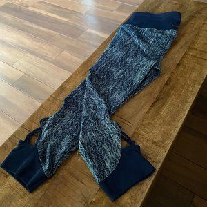 Prana Blue Crop Leggings with Side Cutouts